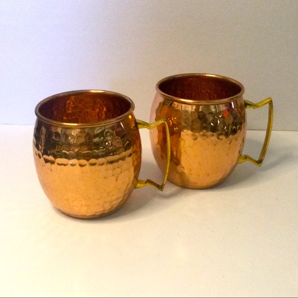 unbranded Other - PAIR OF HAMMERED POLISHED COPPER MOSCOW MULE MUGS EUC